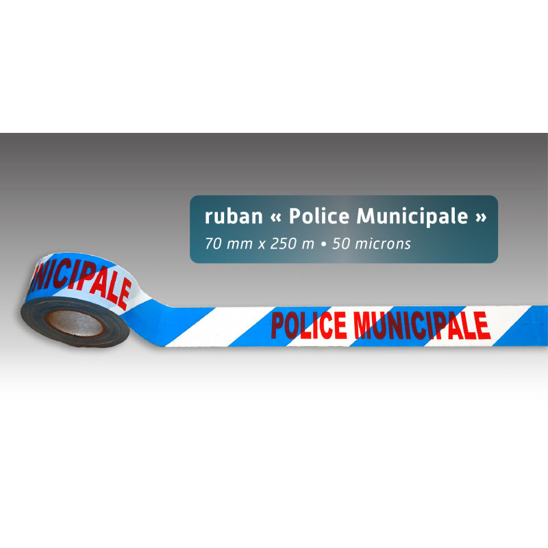 Rubalise Police Municipale 7 cm x 250 m – Ruban de Balisage Plastique Signalisation Sécurité